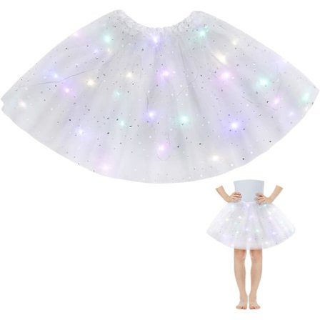 Skjørt for jenter med LED-lys, tyllskjørt for barn med fôr, tykk ballettdans festlig festival kjole for Halloween
