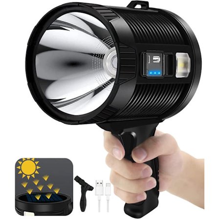 Spotlight35000 Lumen Uppladdningsbar Spotlight Ficklampa Med Stativ, Super Bright LED Spot Lights Utomhus Handheld, Solar Ficklampa För Jakt, Boati