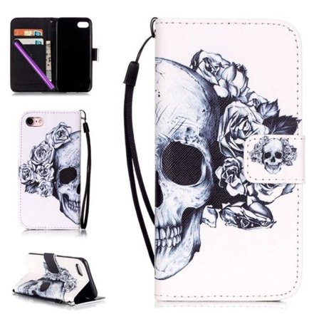 Plånboksfodral Apple iPhone 8 – Döskalle / Rosor