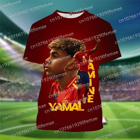 Sommar HET REA Yamal 3D-tryckt Mode Sport T-shirt Utomhus Fan Minnesutgåva Trendig Topp