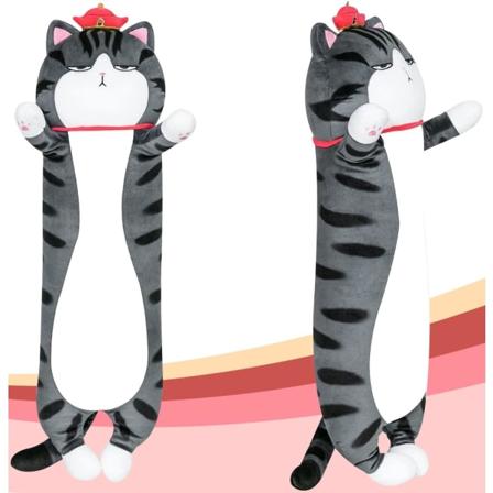 Katteplyspude, 60 cm blød kattepute, kattekroppspude, katteplyslegetøj til alle aldre