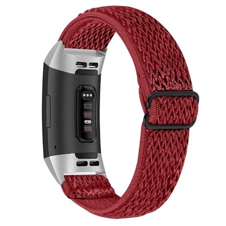 Fitbit Charge 4 / Charge 3 elastiskt klockarmband i nylon - Röd