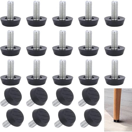 Säätöjalka - 20 kpl - Säätöjalat huopatassuilla - Säätöjalka M6 - 20 mm halkaisija