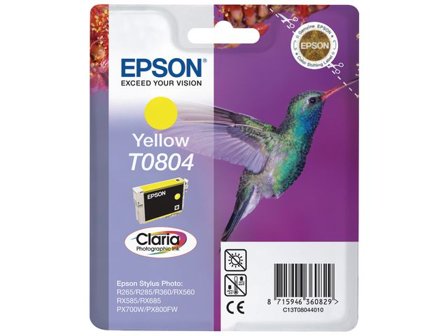 Epson Bläckpatron T0804, C13T08044010, Hummingbird, Claria Photographic-bläck, gul, singelförpackning - Lyreco - Toner och bläck - Bläckpatroner - 
