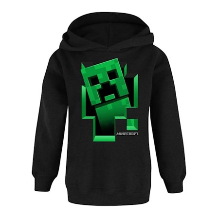 Minecraft Boys Creeper Inside Hoodie 7-8 år Svart/Grön