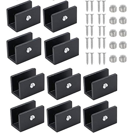 10 stycken justerbara glashyllfästen, glasräcke klämma fäste, för 8-10 mm tjockt glas