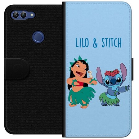 Kompatibel Tegnebogsetui til Huawei P smart Farverig illustration af Lilo og Stitch, der danser hula i græsskjorter