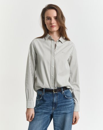GANT Damen Regular Fit Classic Popeline Hemd mit Streifen (42) Grün