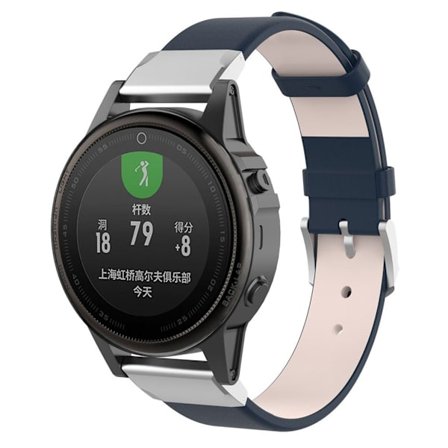 Garmin Fenix 5S klockarmband i äkta läder - Mörkblå