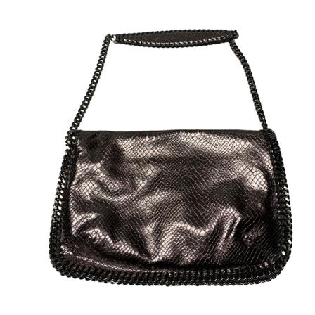 Stella McCartney Pre-owned, Falabella Shoulder Bag in Metallic Faux Leather Grijs, Dames, Maat:ONE Size,synthetisch