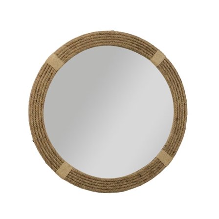 Pyöreä meriaiheinen peili, vanerikehys, köysireunus, 71 cm