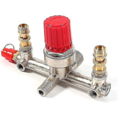 Luftkompressortillbehör, Legerad Dubbel Utloppsrör Luftkompressor, Tryckreglerande Ventiltillbehör Med Litet Luftkompressorfäste C[D]