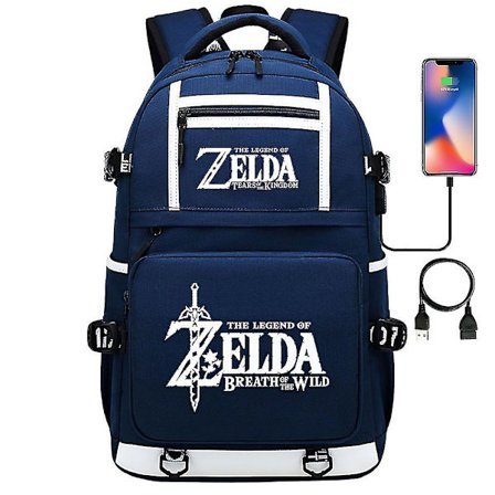 Breath Of The Wild Eye Spelfans USB Ryggsäck - Cosplay Student Skolväska För Unisex - Rese Dator Laptop Väskor