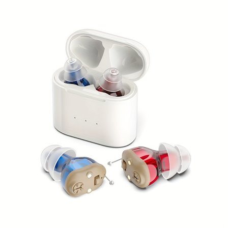 Mini Laddningsbara Hörapparater Ljudförstärkare För Äldre (Blå Röd)