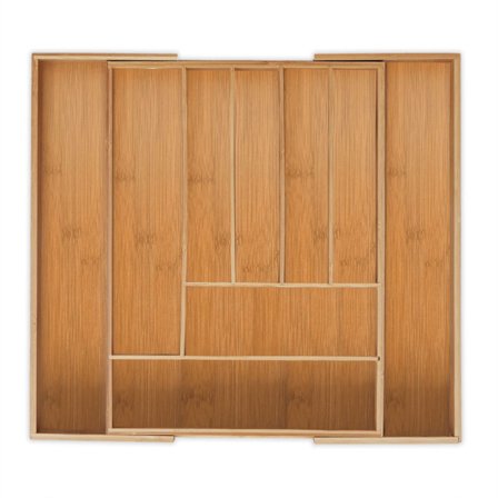 Udtrækkelig bambus bestikbakke