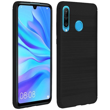 Huawei P30 Lite / Honor 20S Vahvistettu Joustava Suojakuori Harjattu Hiilikuitu Musta