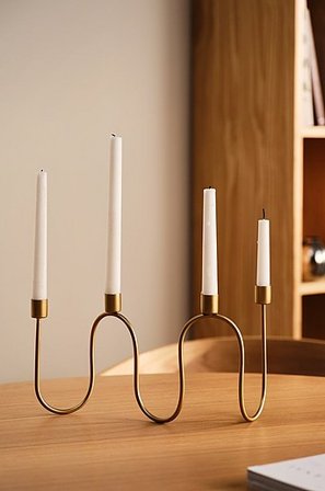 Jotex - Kandelaar 4 Kaarsen Goud goud - ZIGZAG - Koop Kandelaars bij Jotex