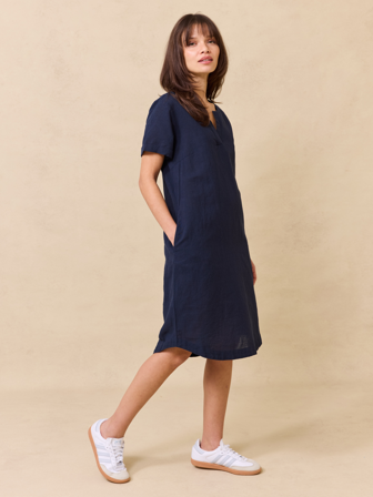 MATCH - Odila kjole - Jean Paul - Str. XS - Dame - Kjoler & Skjørt - Blå - 55% lin, 45% bomull