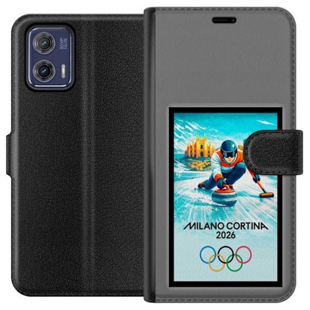 Yhteensopiva Lompakkokotelo Motorola Moto G73 Jääkiekkoilukuva, jossa pelaajat liikkuvat jäällä, Milano Cortina 2026, Milanin maamerkit ja olympialais