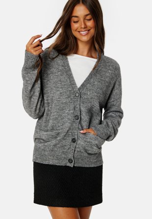 Object Collectors Item Minna L/S Knit Cardigan Dark Grey Melange Klær
