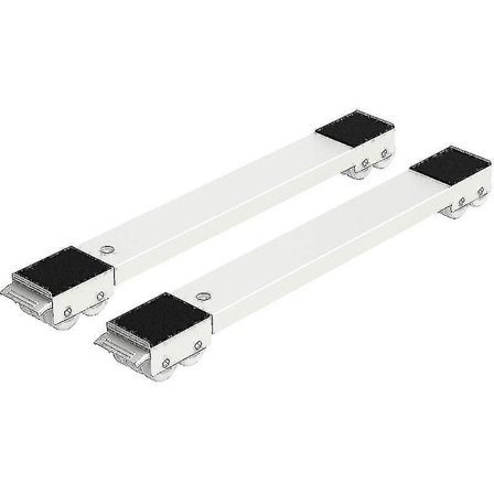 Set med 2 vaskemaskin transporthjul under chassis for vaskemaskin kjøleskap tørketrommel, fryser opptil 300 kg, med 24 hjul, brems, hvit