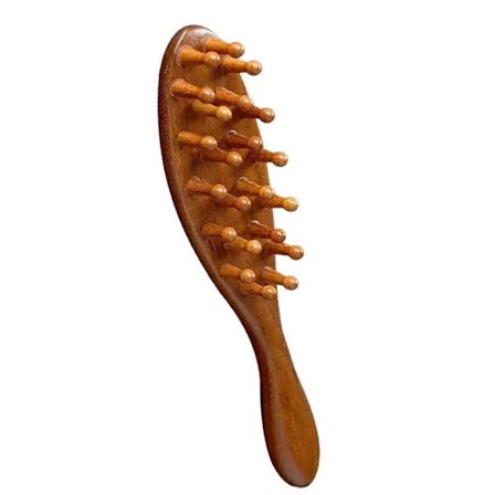 Terapeutisk træhovedbundsmassagekam til voksne og ældre med blide afrundede spidser