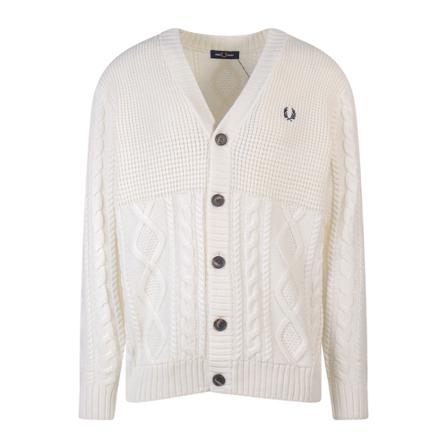 Fred Perry Stickat vit, Herr Cardigans, Herr, Storlek: L