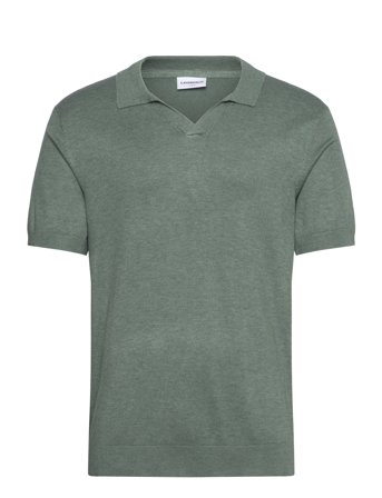 Lindbergh Ecovero S/S V-Neck Polo - Green - XL