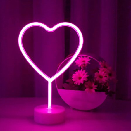 (love)Neon Skilt for Soverom med Stativ, Batteri eller USB, Lysdekorasjon til Jul, Bursdagsfest, Stue