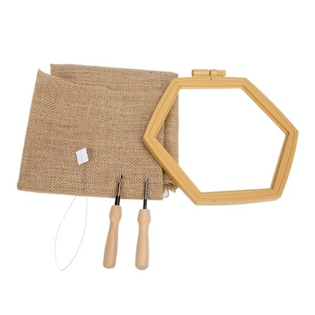 Punch Needle Kit Hexagon Hoop Glansramme Nem Betjening Sikker Holdbar Punch Broderi Kit til Håndværk DIY Begyndere
