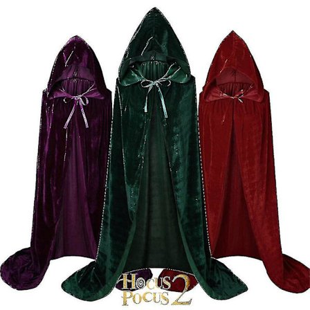 Sanderson Sisters Cape Mary Sarah Winifred Kostym Jul Vuxna Barn Medeltida mantel