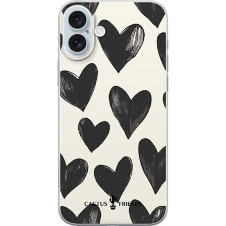 Yhteensopiva Puhelinkuori Apple Apple iPhone 16 Plus Cactus and Friends - Bold Black Love Pattern