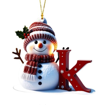 Snemand Juledekoration 26 Bogstaver A til Z Julepynt 2D Flad Festlig Snemandsvedhæng til Juletræ Bil Haveindretning