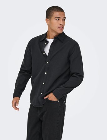 ONLY & SONS Onsotto Reg Peach Finish Ls Shirt - Black - M