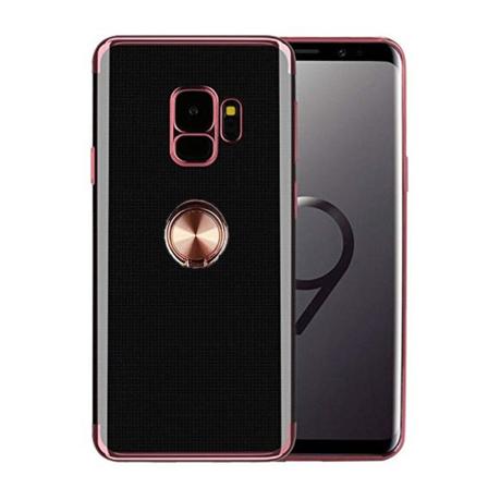 Elegant Silikonskal Ringhållare - Samsung Galaxy S9 Roséguld