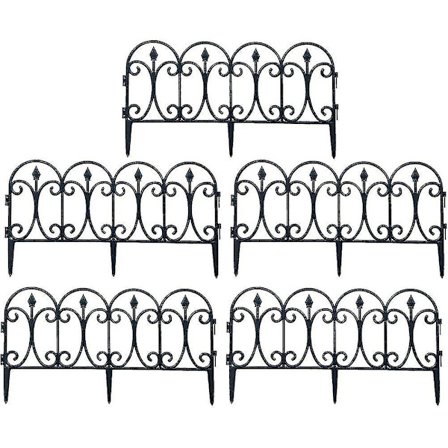 5-pakks Dekorativ Hagegjerde Rustfritt Jern Landskapstråd Folding Gjerde Kant Terrasse Blomsterbed