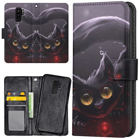 Samsung Galaxy S9 Plus - Plånboksfodral/Skal Svart Katt