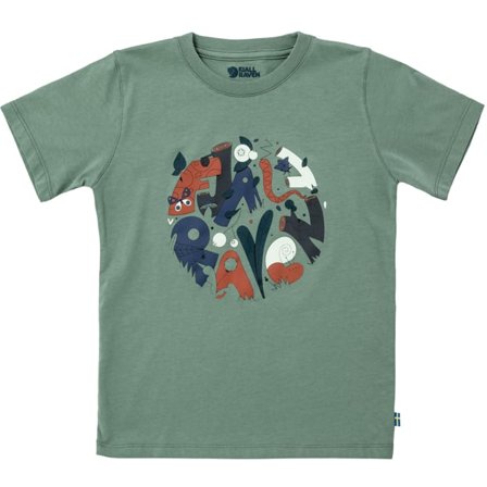 Fjällräven Kids Forest Findings T-Shirt Top in Patina Green | Size: 128, Organic Cotton