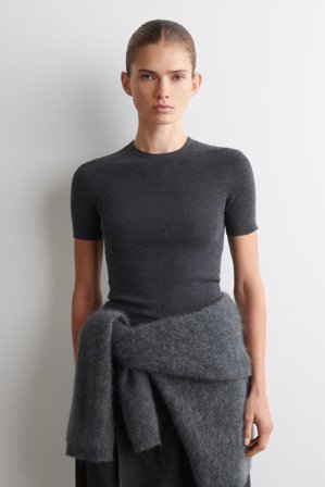 COS Women's Merino Wool T-Shirt in Grey