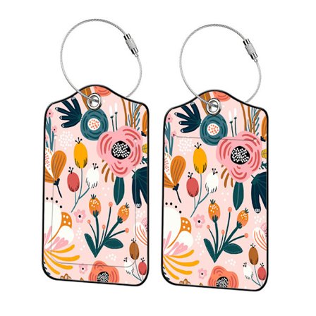 2-pak bagagemærker til kuffert, kreative blomstrede PU-læder bagagemærker med privatlivsnavn adresseetiketter og holdbar ståløje til kvinder