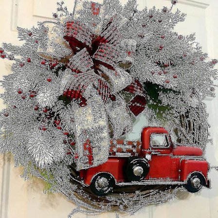 Punainen Kuorma-auton Jouluovikoriste Maalaistalon Punainen Kuorma-auton Seppele