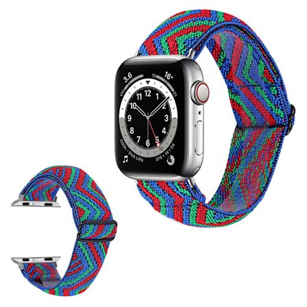 Apple Watch 42mm - 44mm elastic stylish pattern watch strap - Zig-zag Red / Green / Blue