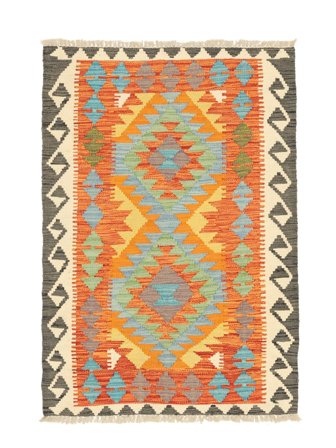 Kilim Afghan Old Style Rug 84X119 Orange/Green Wool, Afghanistan