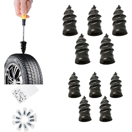 Gumminagler, Dekk Gumminagel, Bil Dekk Nagler, Vakuum Dekk Reparasjonsnagle, Dekk Punkteringsnagle, Dekk Reparasjon Gumminagel, 10 Pakker)