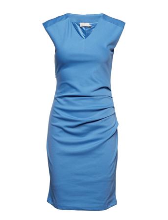 India V-Neck Dress Polvipituinen Mekko Sininen Kaffe