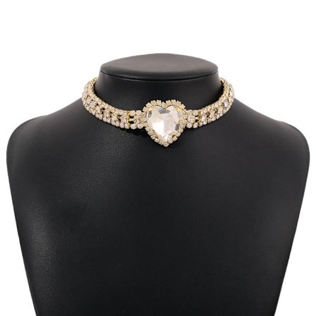 Heart Choker Halsband Nyckelbenskedja GULD VIT GULD VIT