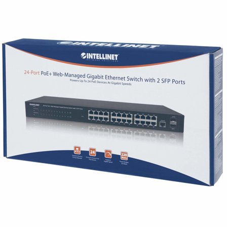 INTELLINET Net Switch 1000T 24P PoE+ (2 SFP-Ports) [bk]
