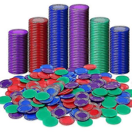 400 st Plast Pokerchips Spelmarkörer 4 Färger Räknekort för Spel Räkning Bingo Spel