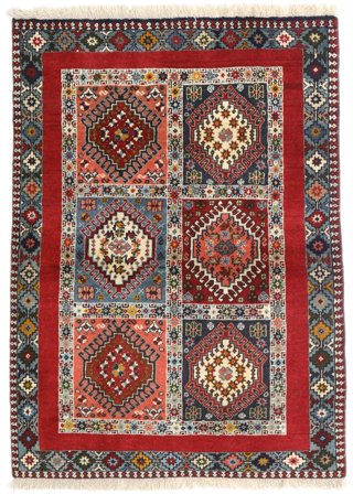 Noué À La Main Yalameh Tapis 98X136 De Laine Rouge/Rouge Foncé Petit