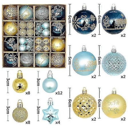 Nye juletreballpynt 44 stk Balldekorasjonssett Fargerik julekule Knusebestandig hengende juletredekor [DB]